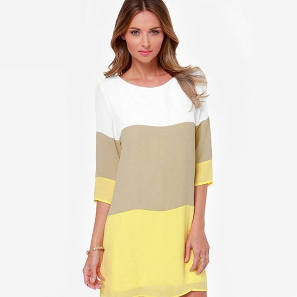 Classic tricolor 1/2 sleeve mini dress - Picture 5 of 7